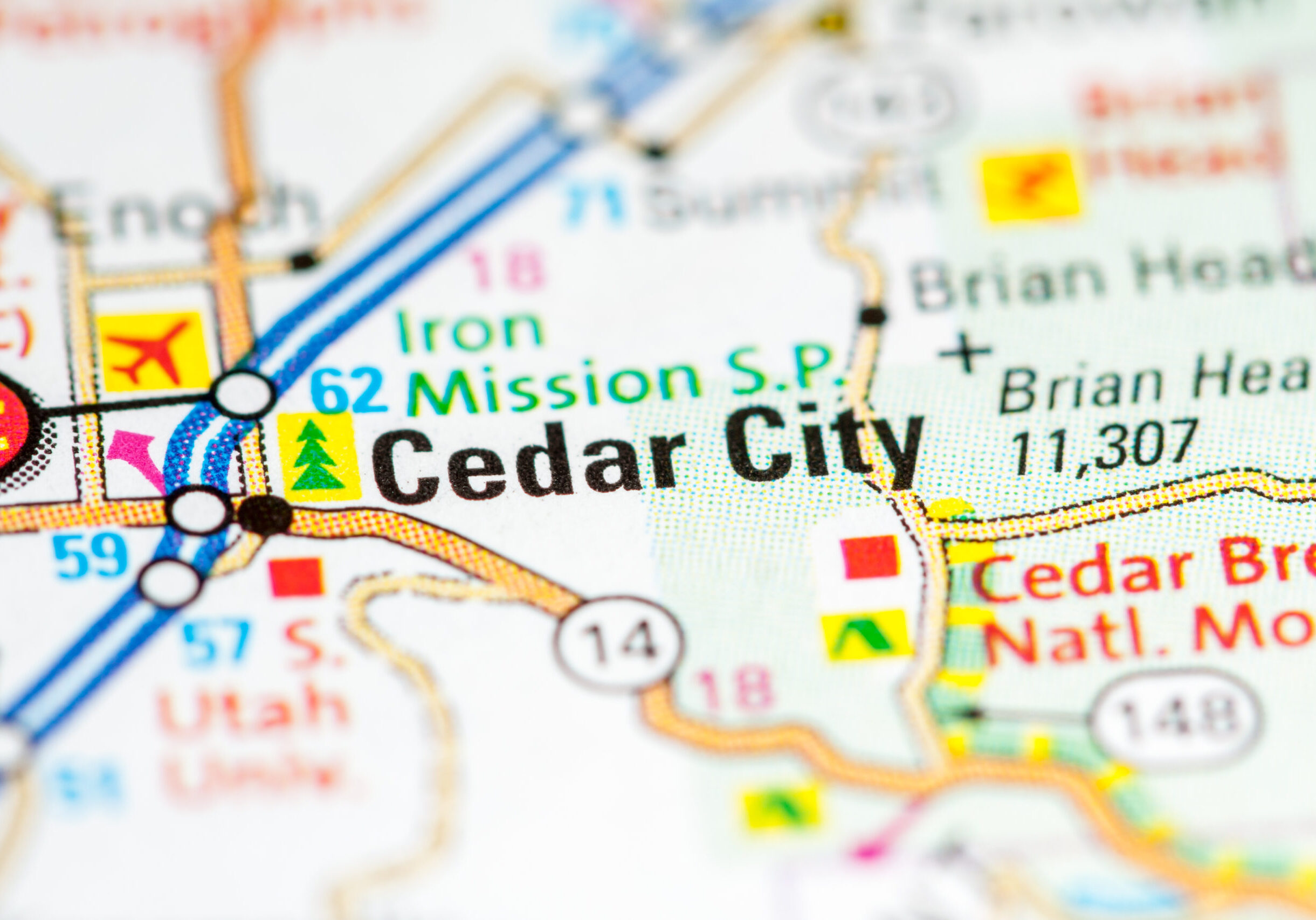 Cedar,City.,Utah.,Usa,On,A,Map